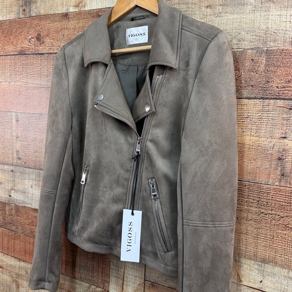 Vigoss Karen Faux Suede Moto Jacket NWT - Picture 6 of 9